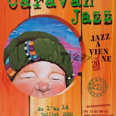 Affiche pour la communication de Caravan’Jazz à Vienne 2000, réalisée par Bruno Théry Affichiste
