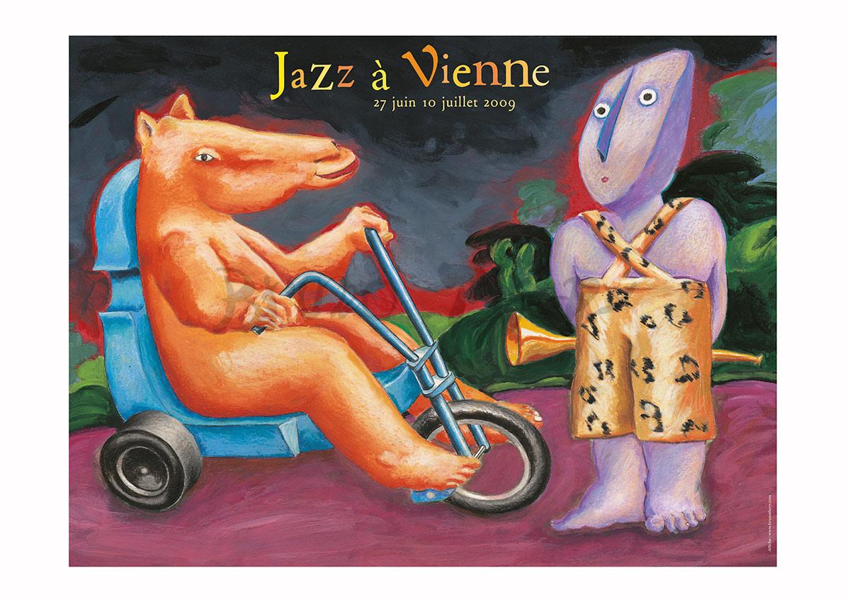 Affiche pour la communication de Jazz à Vienne 2009 crée par Bruno Théry en France Auvergne Rhône Alpes