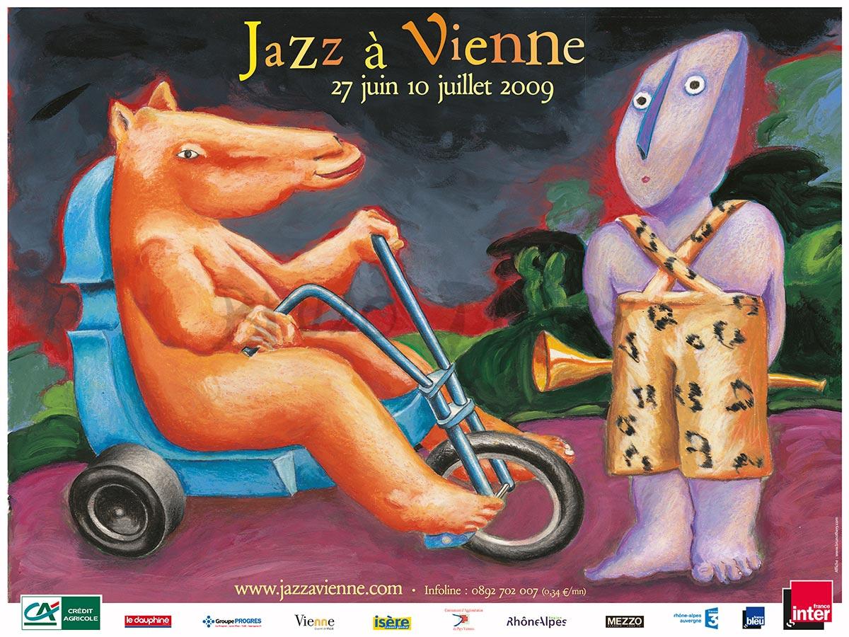 Affiche pour la communication de Jazz à Vienne 2009 crée par Bruno Théry en France Auvergne Rhône Alpes