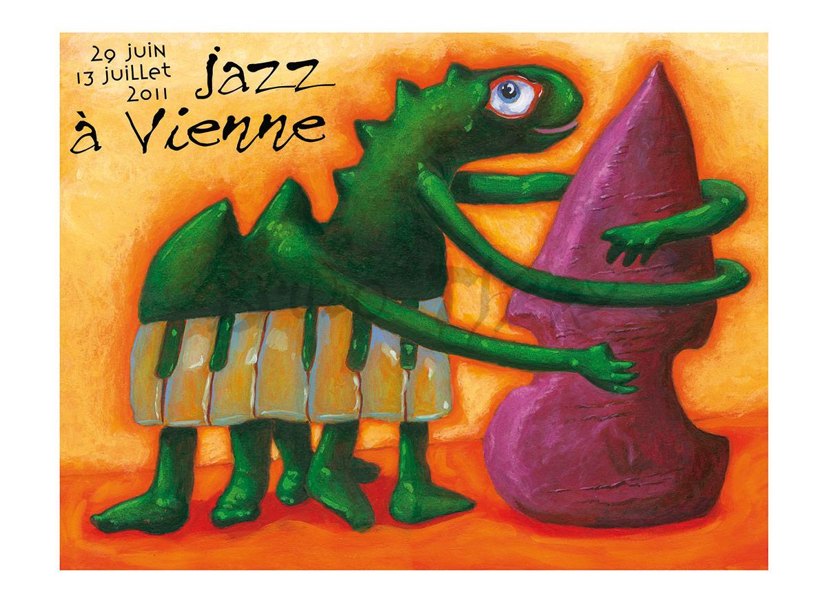 Affiche pour la communication de Jazz à Vienne 2011 en Région Auvergne Rhône Alpes