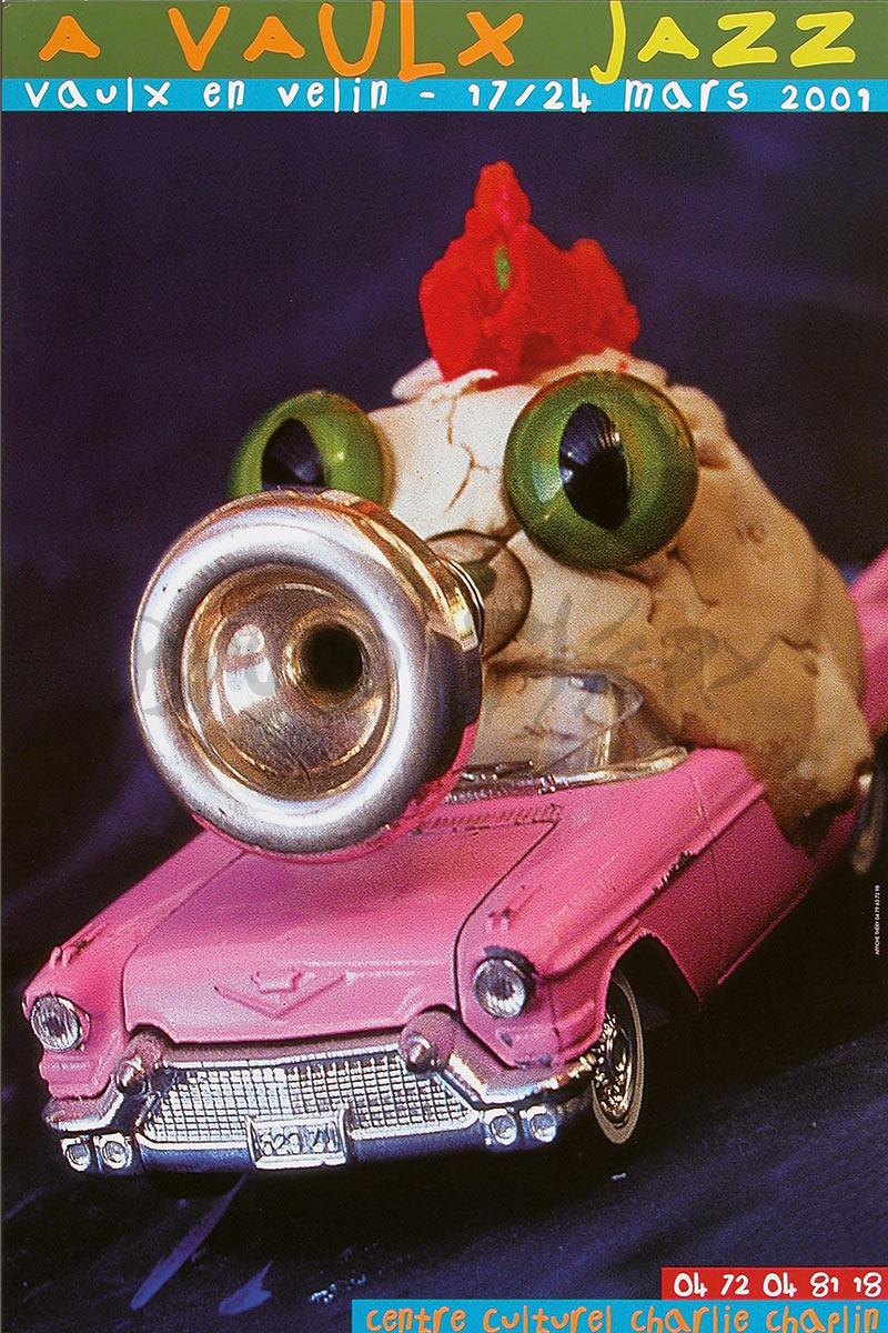 Affiche pour la communication d’AvaulxJazz 2001 à Vaulx en Velin dans la Métropole de Lyon