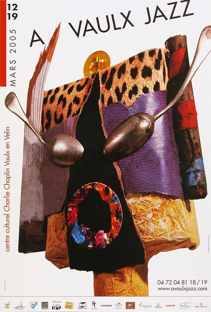 L’affiche AvaulxJazz 2005 est la 6ème que Bruno Théry crée pour ce festival à Vaulx en Vélin dans la Métropole de Lyon