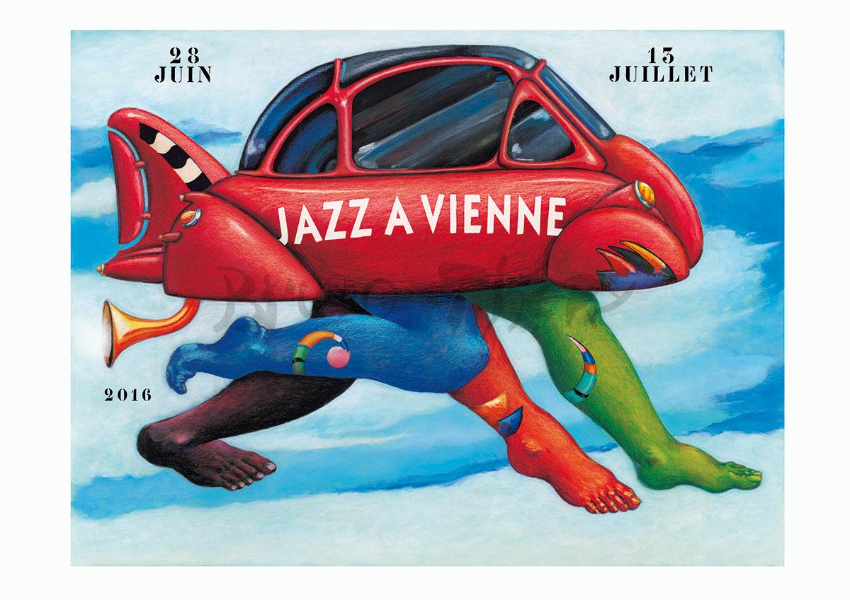 Affiche pour la communication de Jazz à Vienne 2016 en région Auvergne Rhône Alpes