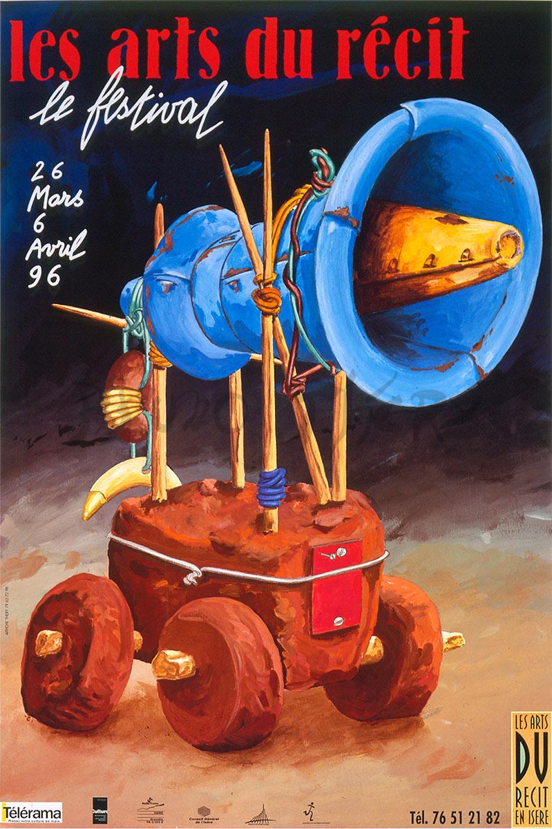 Affiche pour la communication des Arts du Récit en Isère 1996 à Saint Martin D’Hères dans la Grenoble-Alpes Métropole