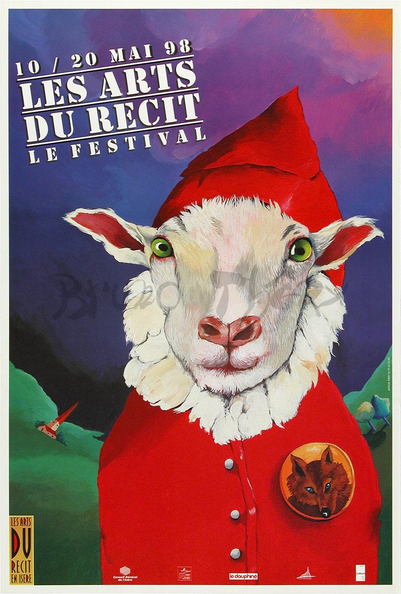 L’Affiche des Arts du Récit en Isère 1998 est la 4ème sur les 23 consécutives créées par Bruno Théry pour le Festival à Saint Martin d’Hères en Grenoble-Alpes Métropole