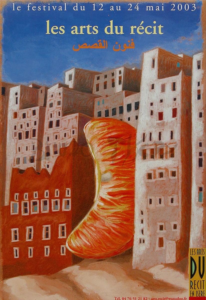 Bruno Théry affichiste signe sa 7ème affiche sur 23 réalisées pour les Arts du Récit en Isère