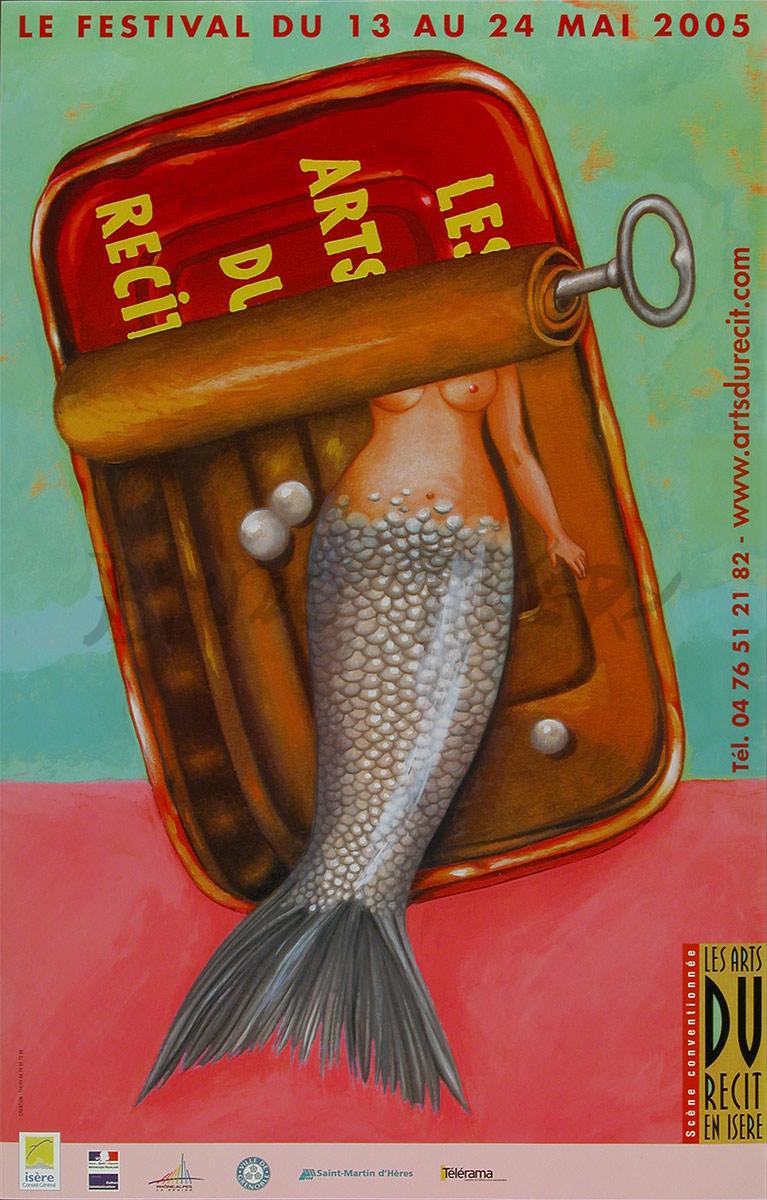 L’affiche « Les Arts du Récit en Isère 2005 » est la 11ème sur les 23 consécutives réalisées par Bruno Théry pour ce Festival à Saint Martin d’Hères dans la Grenoble-Alpes Métropole