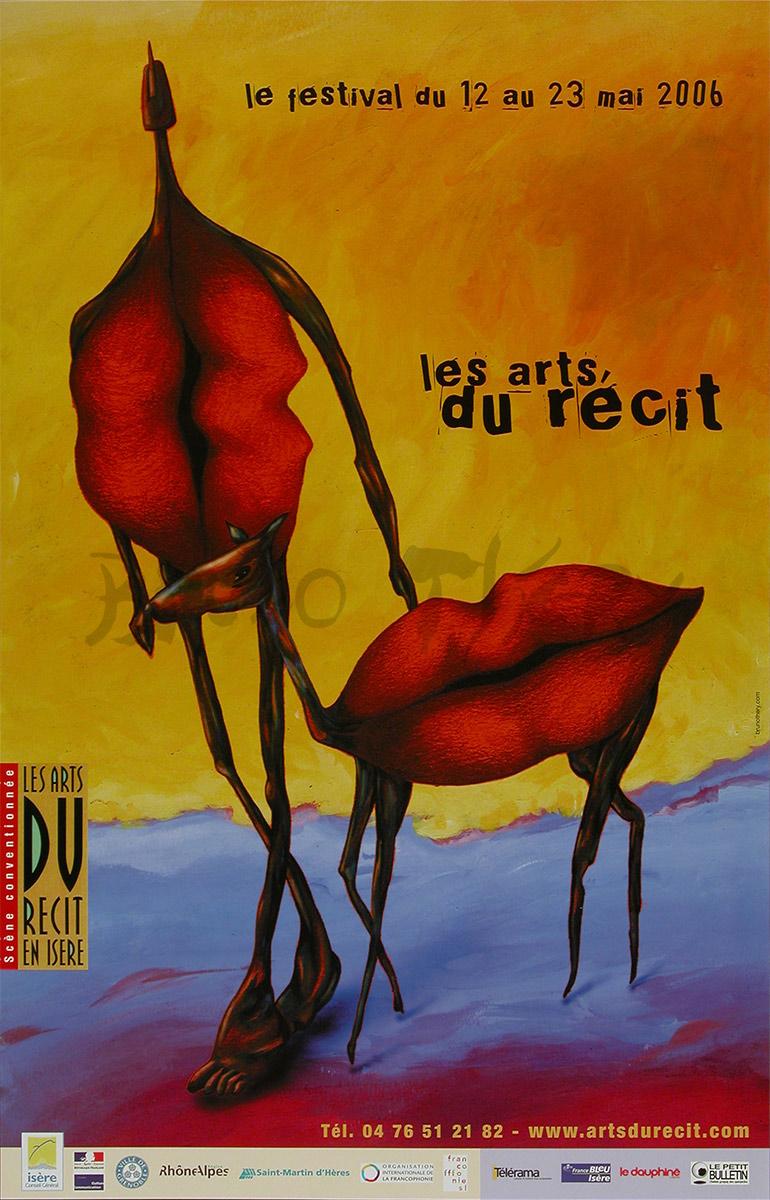 Affiche « Les Arts du Récit en Isère 2006 » créée par Bruno Théry pour la communication du Festival à Saint Martin d’Hères en Grenoble-Alpes Métropole
