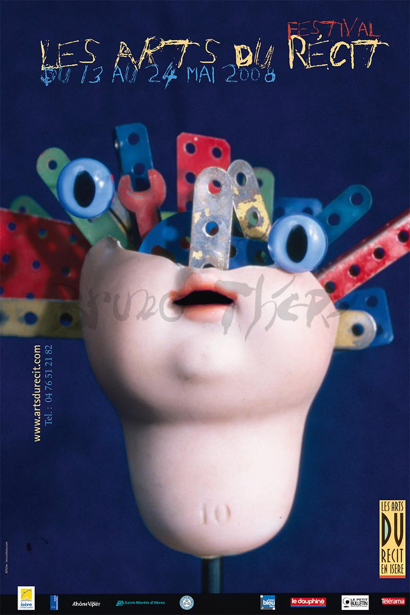 L’affiche les Arts du Récit 2008 est la 14ème créée par Bruno Théry sur ses 23 consécutives à Saint Martin d’Hère en Grenoble-Alpes Métropole