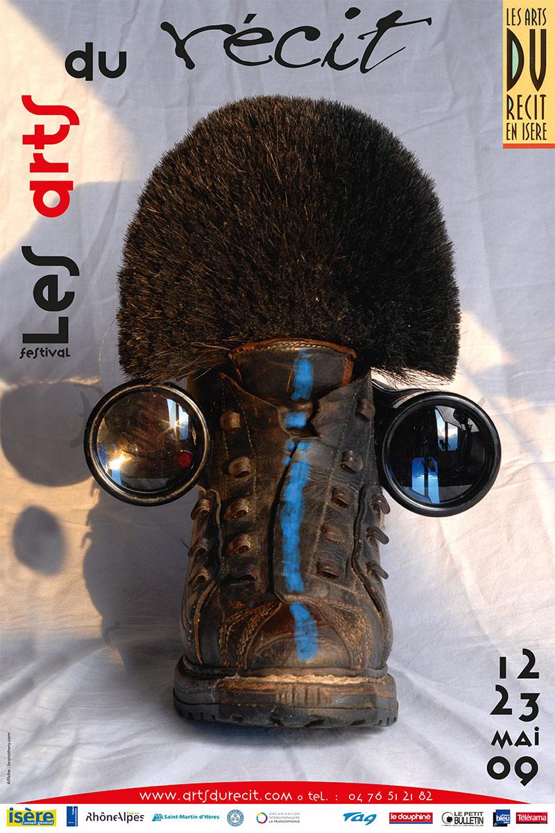 L’affiche « Les Arts du Récit en Isère 2009 » et la 15ème créée par Bruno Théry sur ses 23 créations consécutives à Saint Martin d’Hères.