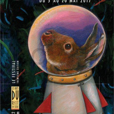 Bruno Théry crée en 2017 sa 23ème affiche consécutive pour les Arts du Récit en Isère à Saint Martin d’Hères en Grenoble-Alpes Métropole.